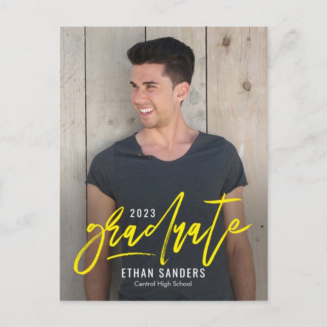 Brushed Mark Editable Colour Graduation Postcard (Front)