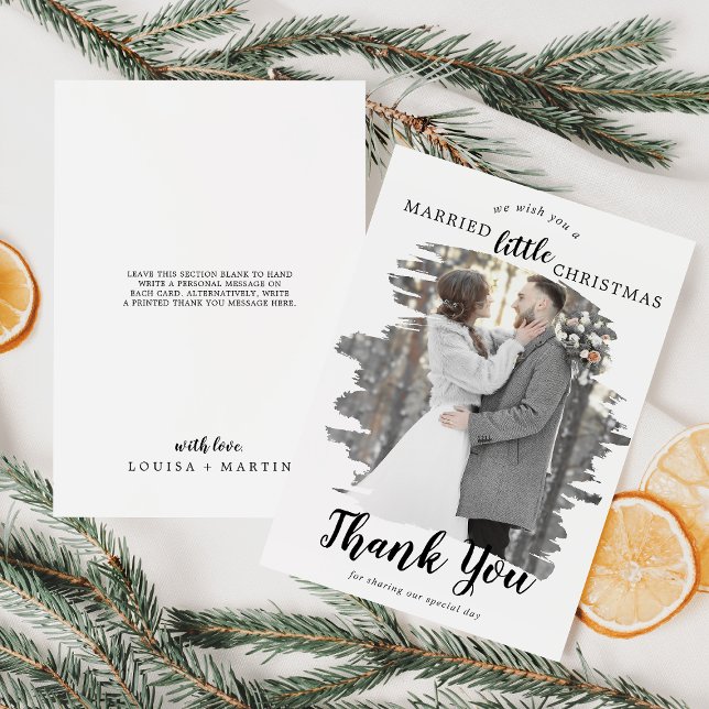 Brushed Married Little Christmas Thank You Holiday Card (Creator Uploaded)