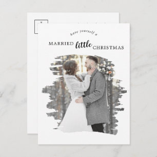 Brushed Marry Little Christmas Save the Date Holiday Postcard