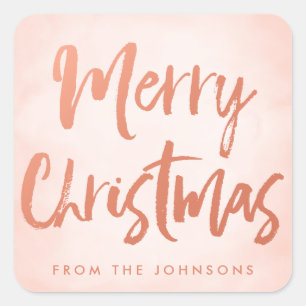 Brushed Merry Christmas Personalised Holiday Square Sticker