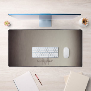 Brushed metal brown elegant modern design Monogram Desk Mat