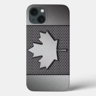 Brushed Metal Canadian Flag iPhone 13 Case