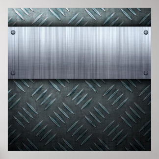 Brushed Metal Diamond Plate Template Poster