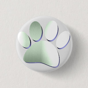 Brushed Metal Dog Paw Print 3 Cm Round Badge