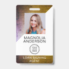 Brushed Metal Employee Photo Logo Barcode Badge