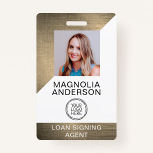 Brushed Metal Employee Photo Logo Barcode  ID Badge