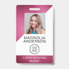 Brushed Metal Employee Photo Logo Barcode Name Bad