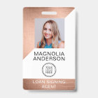 Brushed Metal Employee Photo Logo Barcode Name