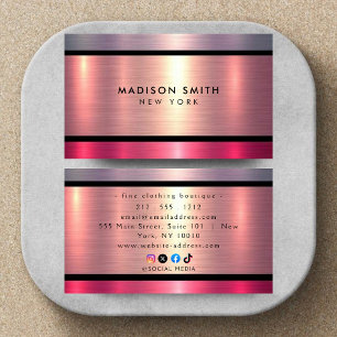 Brushed Metal Gold Banding  Business Card