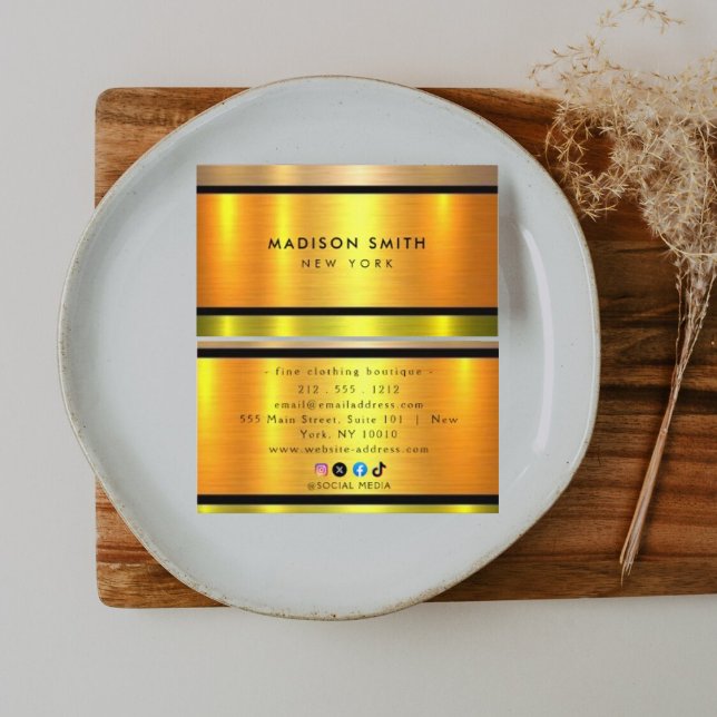 Brushed Metal Gold Banding ID801 Business Card (Creator Uploaded)