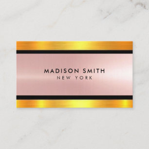 Brushed Metal Gold Banding ID801 Business Card