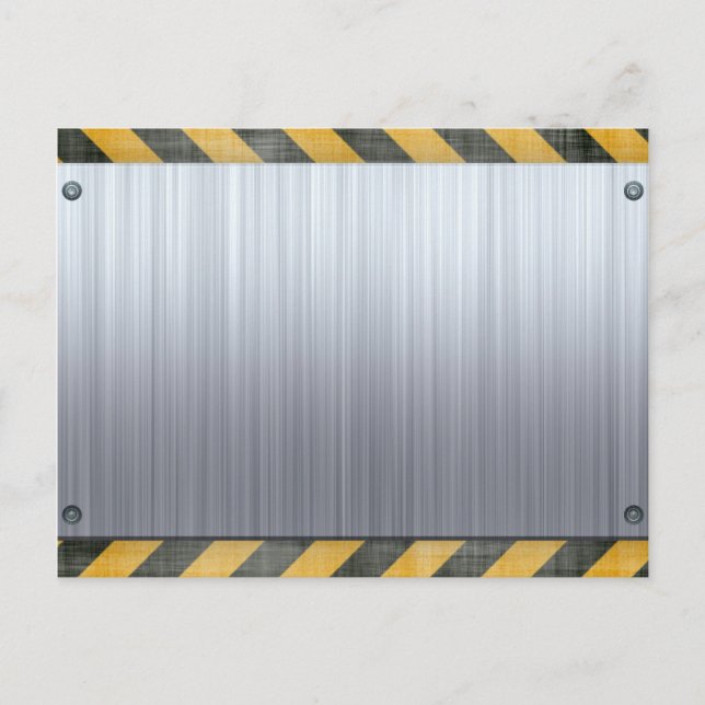 Brushed Metal Hazard Construction Layout Postcard (Front)