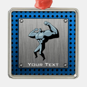 Brushed metal look Bodybuilder Tree Decoration