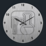 Brushed Metal-look Chemistry Large Clock<br><div class="desc">You will love this brushed aluminium metal look chemist chemistry chemical engineer engineering science lab design. Great for gifts! Available on tee shirts, smart phone cases, mousepads, keychains, posters, cards, electronic covers, computer laptop / notebook sleeves, caps, mugs, and more! Visit our site for a custom gift case for Samsung...</div>