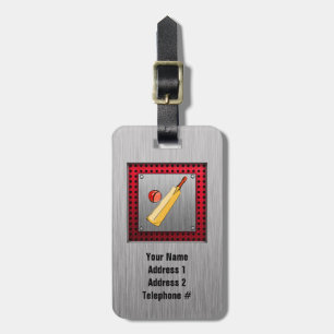 Brushed metal look Cricket Luggage Tag