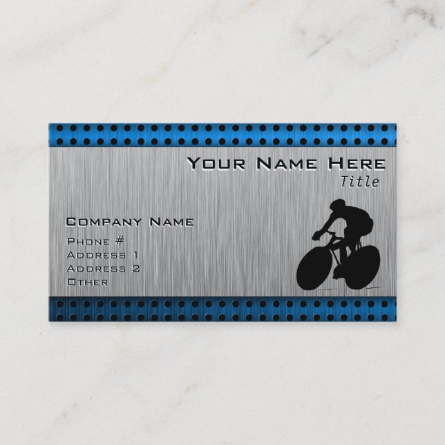 Brushed metal look Cycling Business Card (Front)