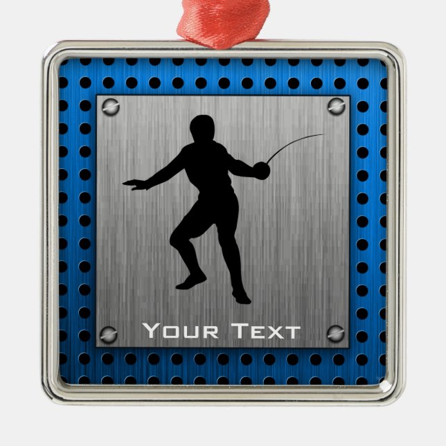 Brushed metal look Fencing Silhouette Tree Decoration (Front)