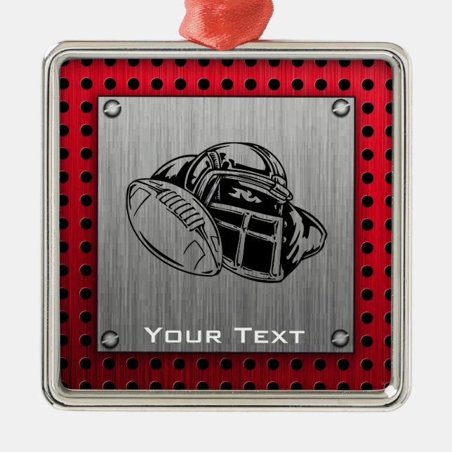 Brushed metal look Football Metal Tree Decoration (Front)