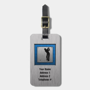 Brushed metal look Golf Luggage Tag