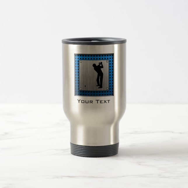 Brushed metal look Golf Travel Mug (Center)