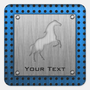 Brushed metal look Horse Square Sticker