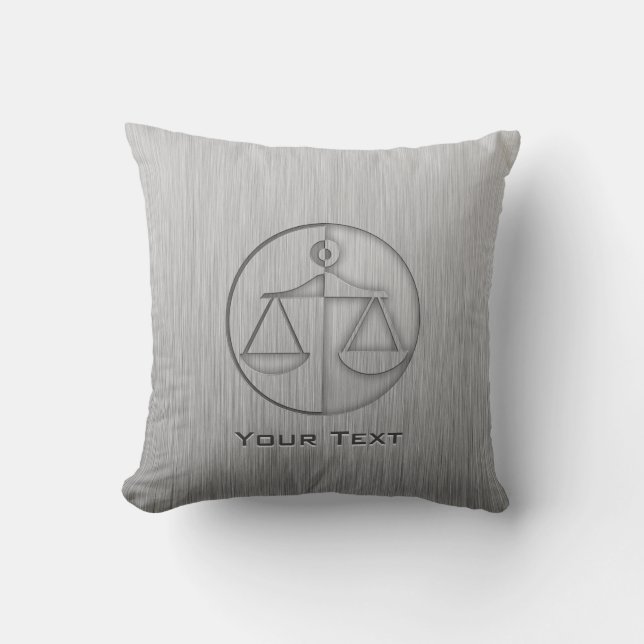 Brushed Metal-look Justice Scales Cushion (Front)