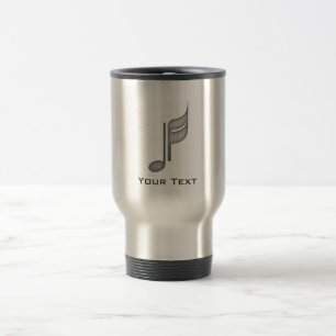 Brushed Metal-look Music Note Travel Mug