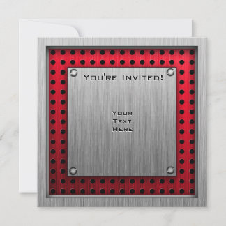 Brushed metal look Paintball Invitation