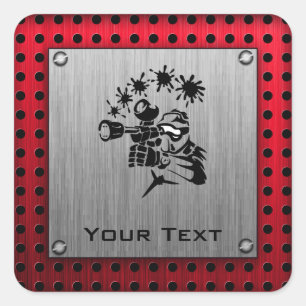 Brushed metal look Paintball Square Sticker