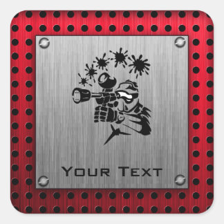 Brushed metal look Paintball Square Sticker