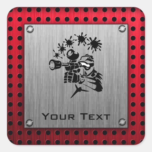 Brushed metal look Paintball Square Sticker (Front)