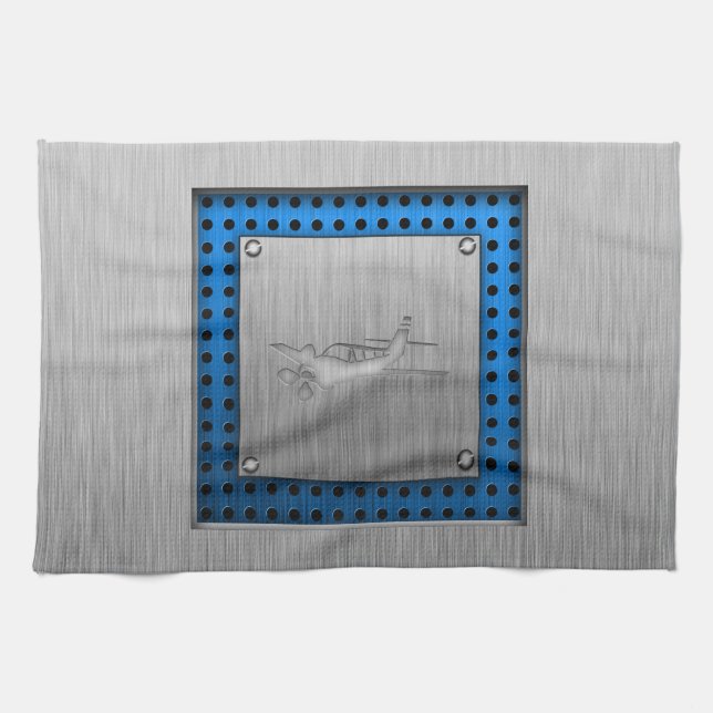 Brushed Metal-look Plane Tea Towel (Horizontal)