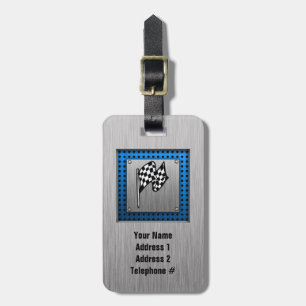 Brushed metal look Racing Flag Luggage Tag