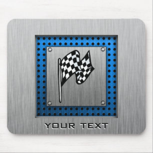 Brushed metal look Racing Flag Mouse Pad