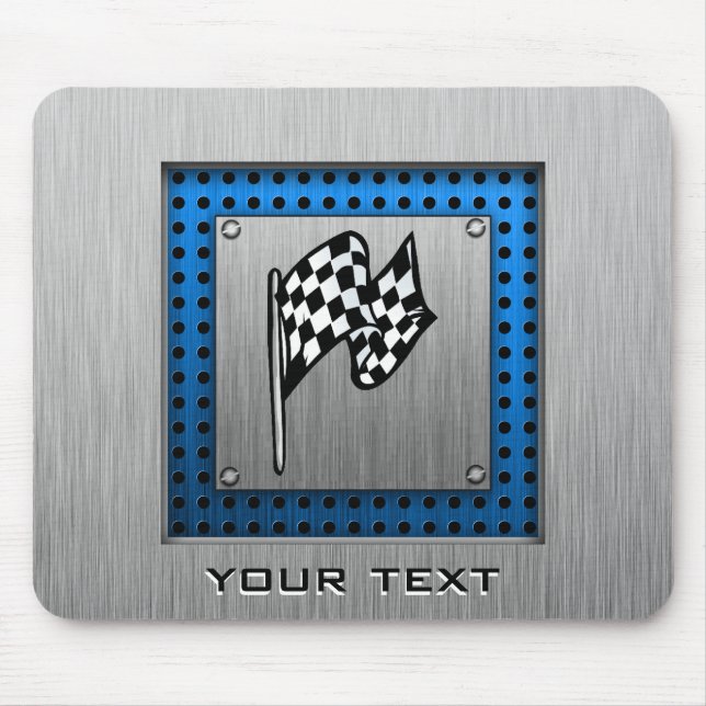 Brushed metal look Racing Flag Mouse Pad (Front)