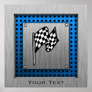 Brushed metal look Racing Flag Poster