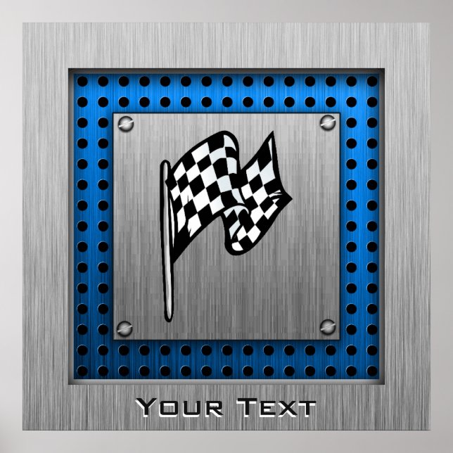 Brushed metal look Racing Flag Poster (Front)