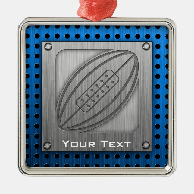 Brushed Metal-look Rugby Metal Tree Decoration (Front)