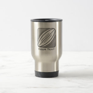 Brushed Metal-look Rugby Travel Mug