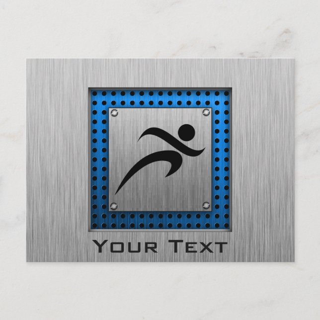 Brushed Metal look Running Postcard (Front)