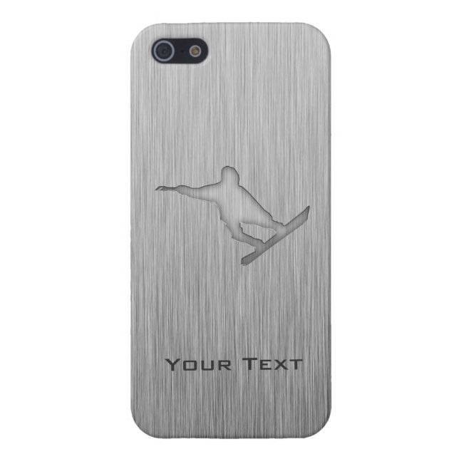 Brushed Metal-look Snowboarding iPhone Case (Back)