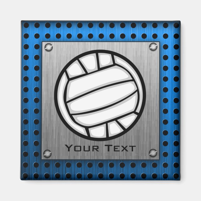 Brushed Metal look Volleyball Magnet (Front)