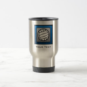 Brushed Metal look Volleyball Travel Mug