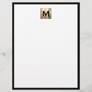 Brushed Metal Monogram Initial Letterhead