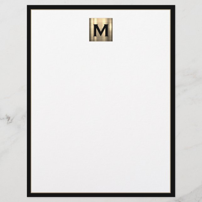 Brushed Metal Monogram Initial Letterhead (Front)