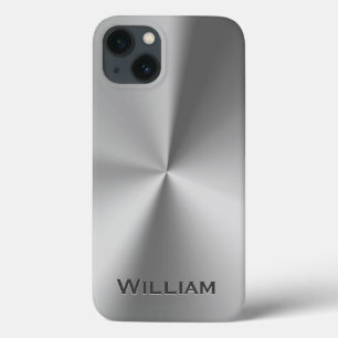 Brushed metal personalised name iPhone 13 case