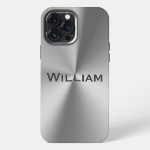 Brushed metal personalised name iPhone 13 pro max case
