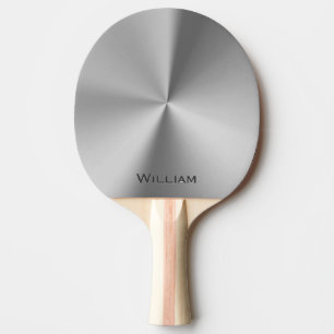 Brushed metal personalised name ping pong paddle