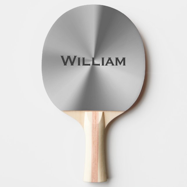 Brushed metal personalised name  ping pong paddle (Front)