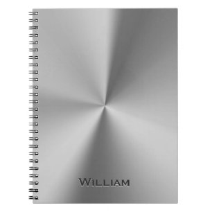 Brushed metal personalised name spiral notebook